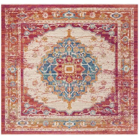 Safavieh 6 x 6 ft. Sutton Power Loomed Square Area Rug Fuchsia & Ivory SUT404D-6SQ